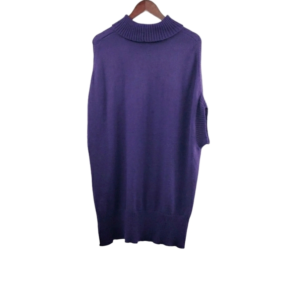 BCBGMAXAZRIA Royal Purple Ribbed Turtleneck Tunic Sweater - Picture 3 of 5